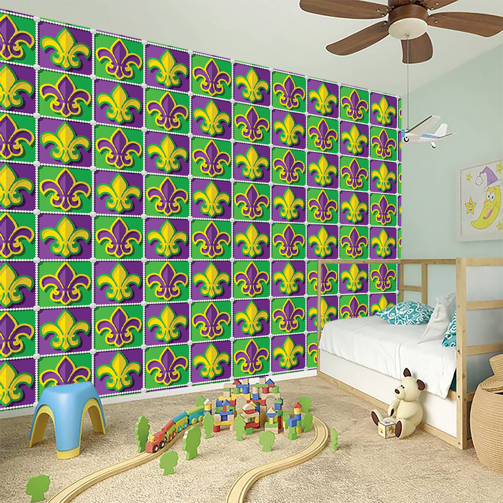 Mardi Gras Fleur De Lis Pattern Print Wall Sticker