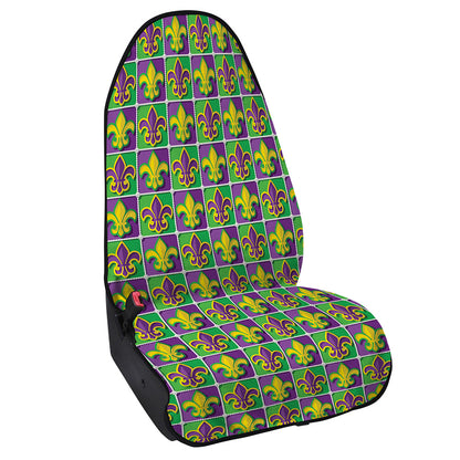 Mardi Gras Fleur De Lis Pattern Print Waterproof Car Seat Cover