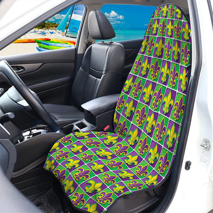 Mardi Gras Fleur De Lis Pattern Print Waterproof Car Seat Cover