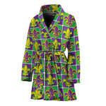 Mardi Gras Fleur De Lis Pattern Print Women's Bathrobe