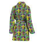 Mardi Gras Fleur De Lis Pattern Print Women's Bathrobe