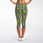 Mardi Gras Fleur De Lis Pattern Print Women's Capri Leggings