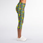 Mardi Gras Fleur De Lis Pattern Print Women's Capri Leggings