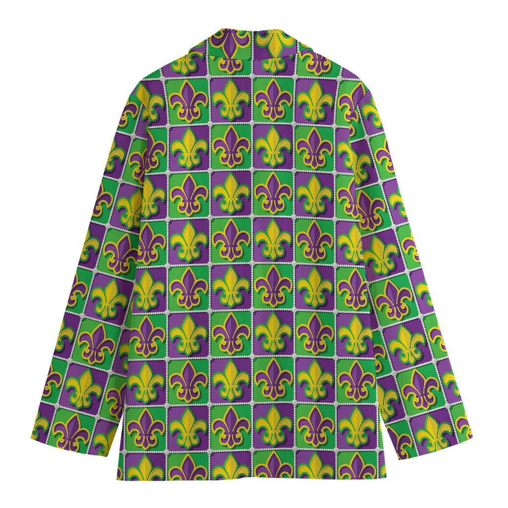 Mardi Gras Fleur De Lis Pattern Print Women's Cotton Blazer
