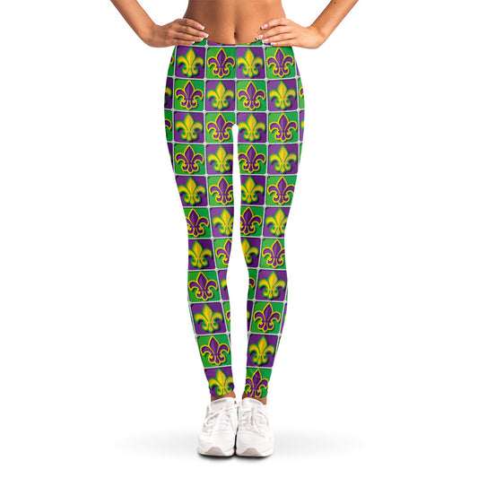 Mardi Gras Fleur De Lis Pattern Print Women's Leggings