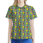 Mardi Gras Fleur De Lis Pattern Print Women's Polo Shirt