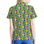 Mardi Gras Fleur De Lis Pattern Print Women's Polo Shirt