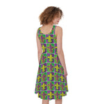 Mardi Gras Fleur De Lis Pattern Print Women's Sleeveless Dress