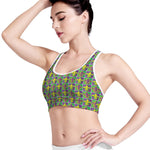 Mardi Gras Fleur De Lis Pattern Print Women's Sports Bra
