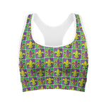 Mardi Gras Fleur De Lis Pattern Print Women's Sports Bra