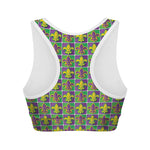 Mardi Gras Fleur De Lis Pattern Print Women's Sports Bra