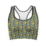 Mardi Gras Fleur De Lis Pattern Print Women's Sports Bra