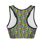 Mardi Gras Fleur De Lis Pattern Print Women's Sports Bra