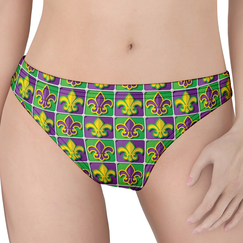 Mardi Gras Fleur De Lis Pattern Print Women's Thong