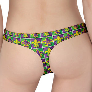 Mardi Gras Fleur De Lis Pattern Print Women's Thong