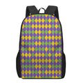 Mardi Gras Harlequin Pattern Print 17 Inch Backpack