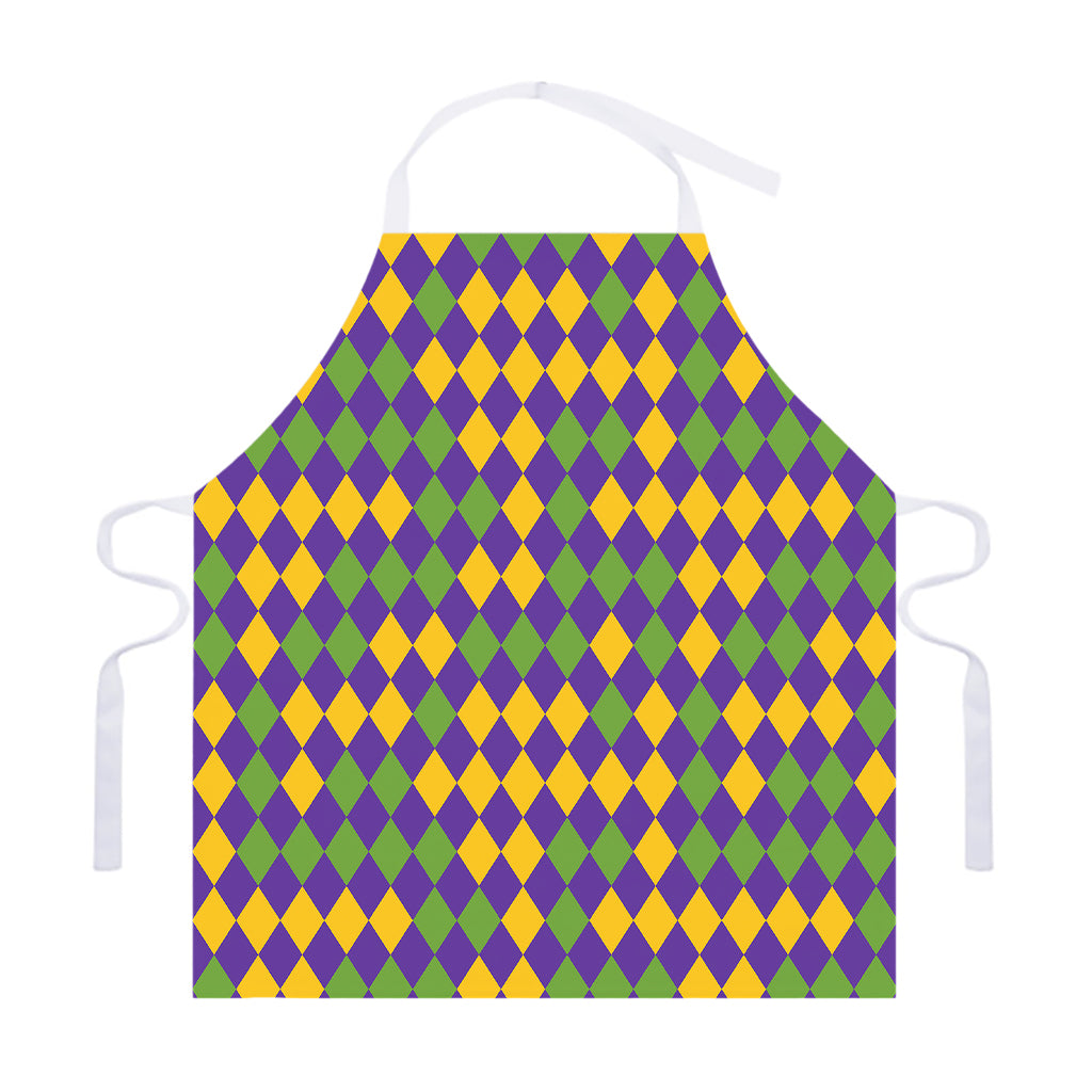 Mardi Gras Harlequin Pattern Print Adjustable Apron