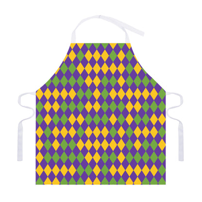 Mardi Gras Harlequin Pattern Print Adjustable Apron