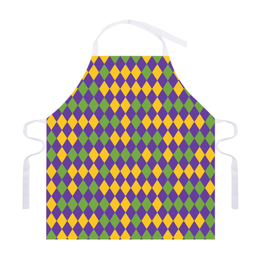 Mardi Gras Harlequin Pattern Print Adjustable Apron