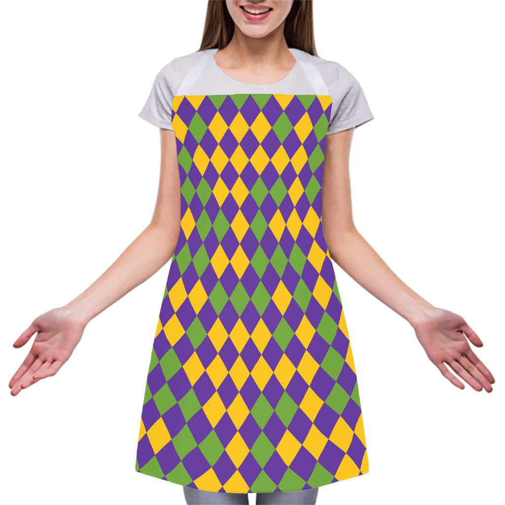 Mardi Gras Harlequin Pattern Print Adjustable Apron