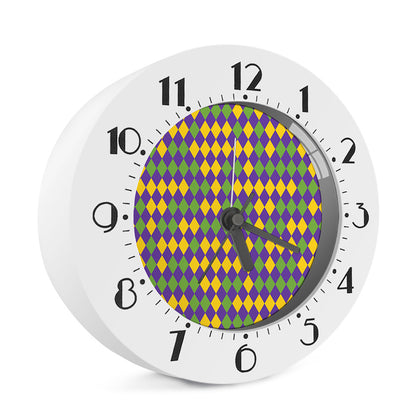 Mardi Gras Harlequin Pattern Print Alarm Clock