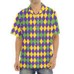 Mardi Gras Harlequin Pattern Print Aloha Shirt
