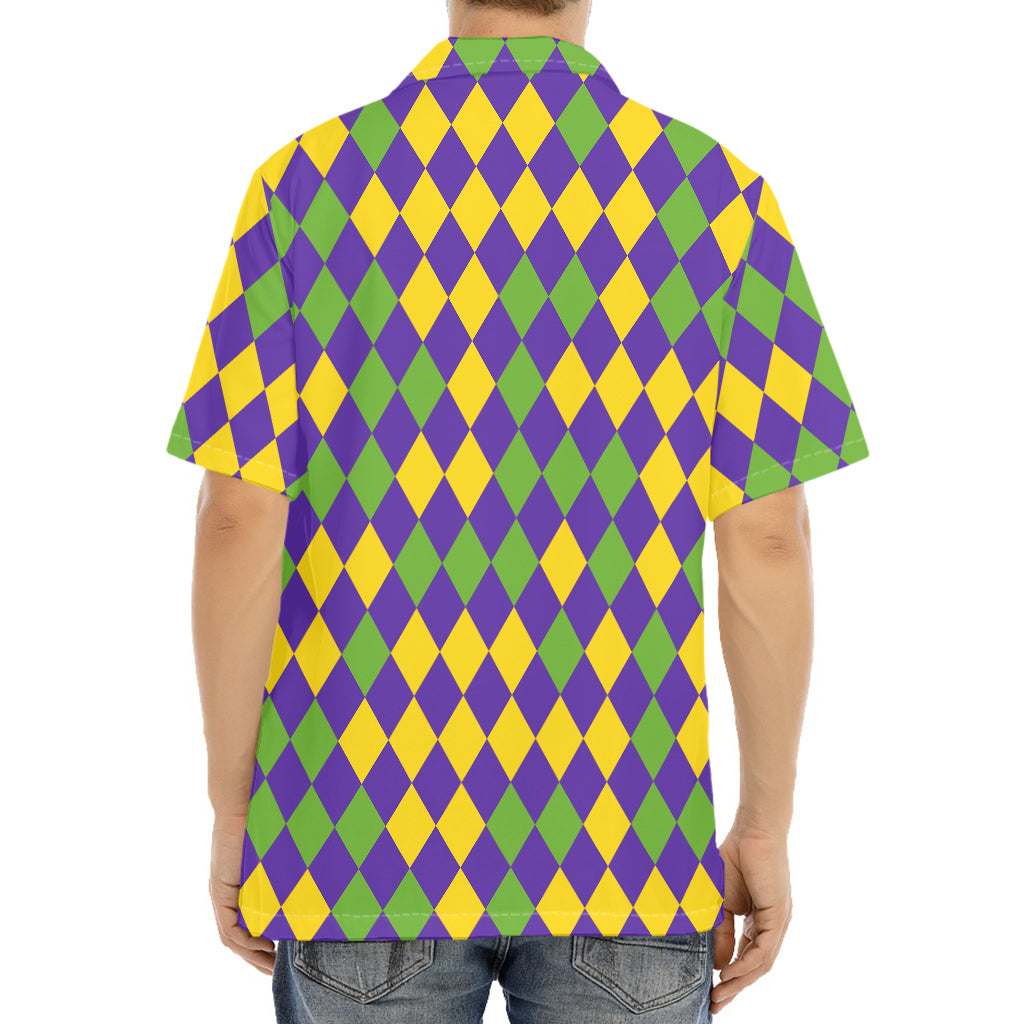 Mardi Gras Harlequin Pattern Print Aloha Shirt