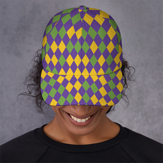 Mardi Gras Harlequin Pattern Print Baseball Cap