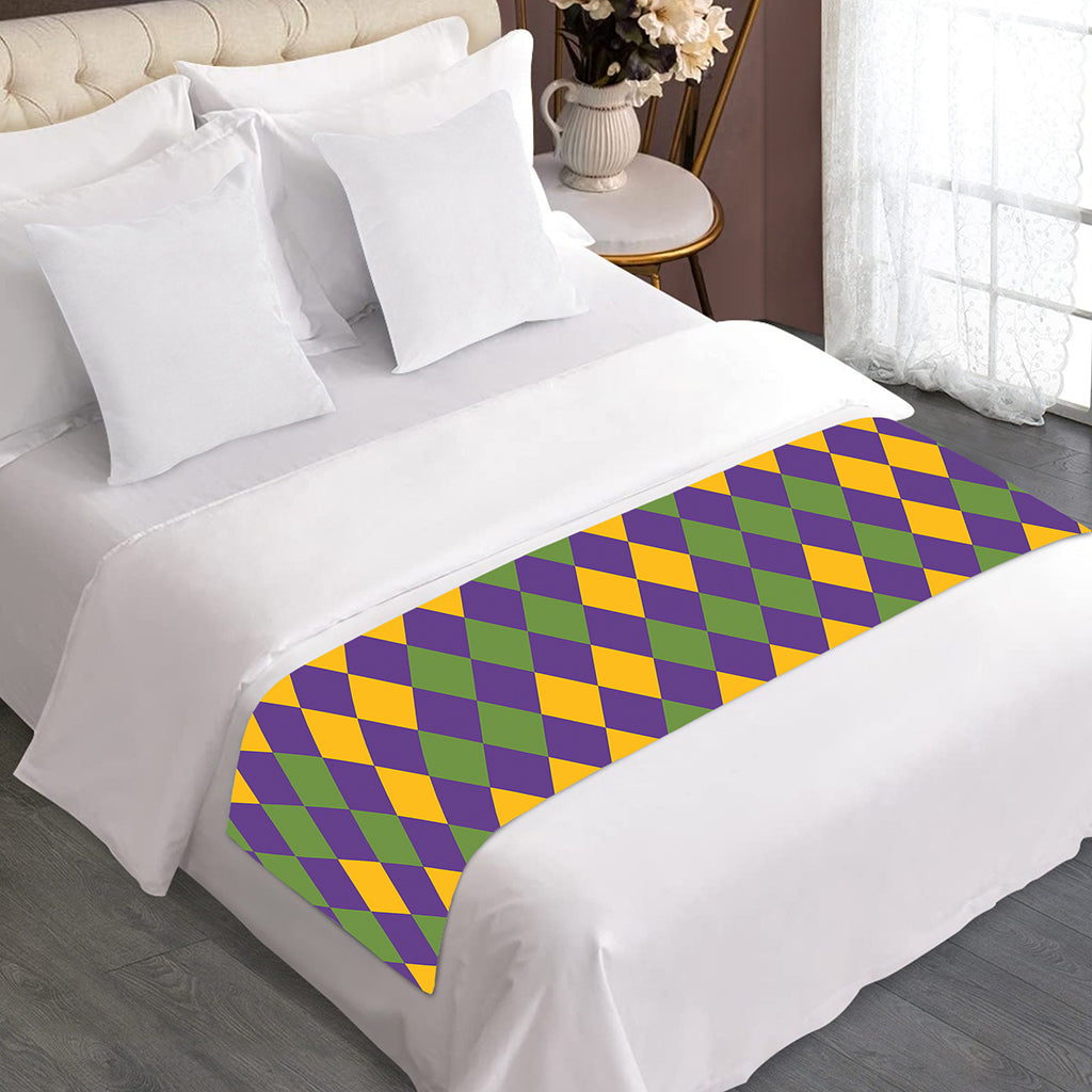 Mardi Gras Harlequin Pattern Print Bed Runner