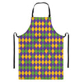Mardi Gras Harlequin Pattern Print Bib Apron With Pocket