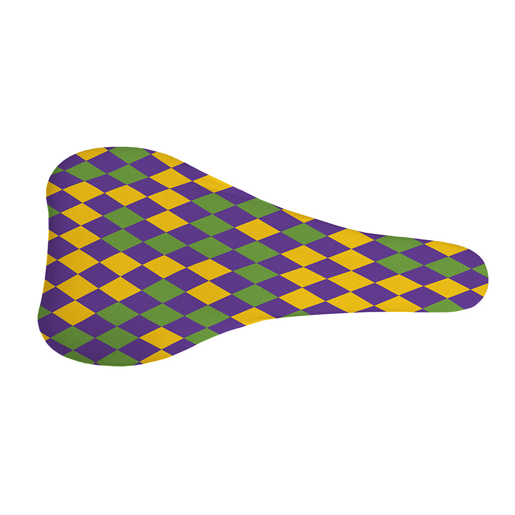 Mardi Gras Harlequin Pattern Print Bicycle Seat Cover