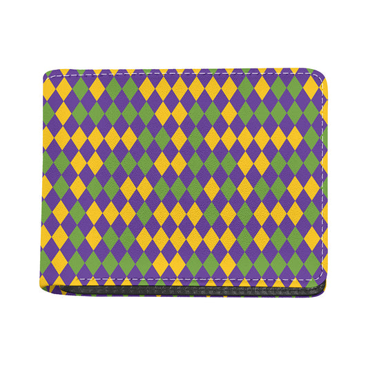 Mardi Gras Harlequin Pattern Print Bifold Wallet
