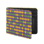 Mardi Gras Harlequin Pattern Print Bifold Wallet