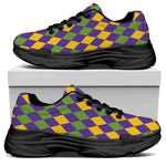 Mardi Gras Harlequin Pattern Print Black Chunky Shoes