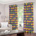 Mardi Gras Harlequin Pattern Print Dimout Grommet Curtains