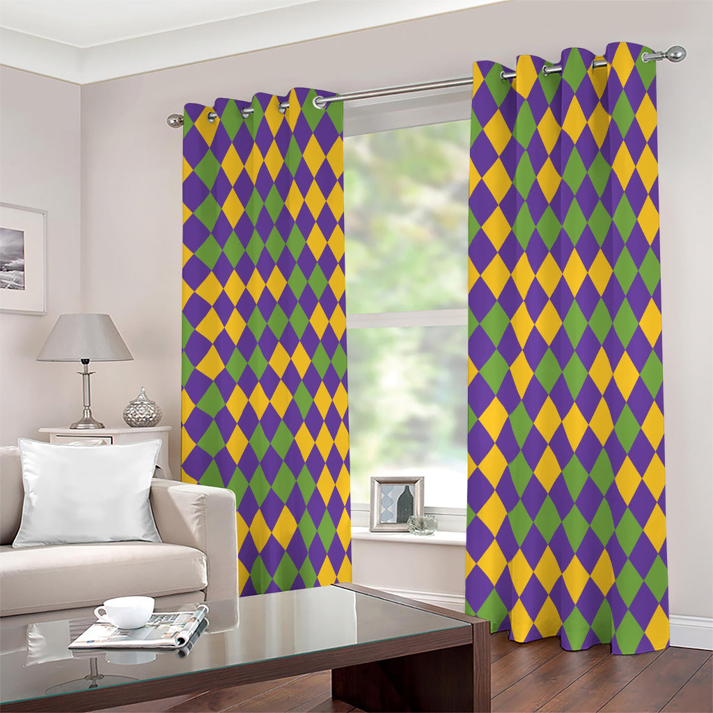 Mardi Gras Harlequin Pattern Print Blackout Grommet Curtains