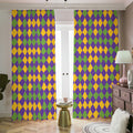 Mardi Gras Harlequin Pattern Print Dimout Pencil Pleat Curtains