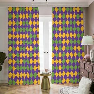 Mardi Gras Harlequin Pattern Print Blackout Pencil Pleat Curtains