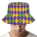 Mardi Gras Harlequin Pattern Print Bucket Hat