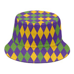 Mardi Gras Harlequin Pattern Print Bucket Hat