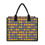 Mardi Gras Harlequin Pattern Print Canvas Tote Bag