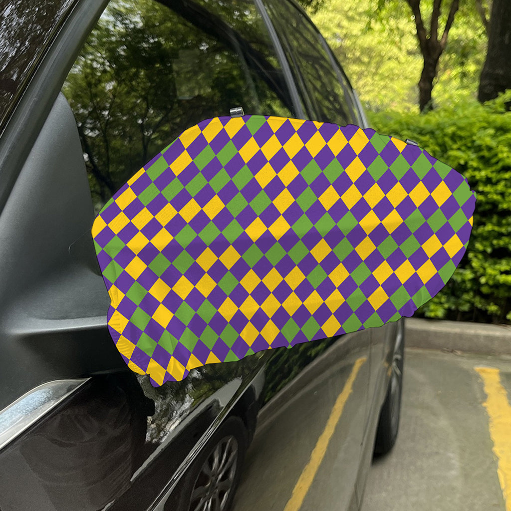 Mardi Gras Harlequin Pattern Print Car Side Mirror Covers