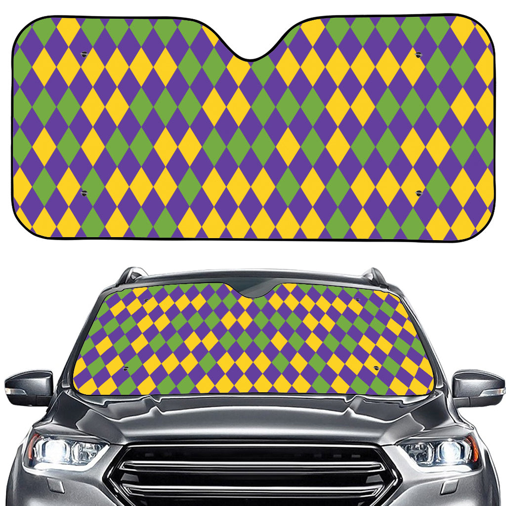 Mardi Gras Harlequin Pattern Print Car Windshield Sun Shade