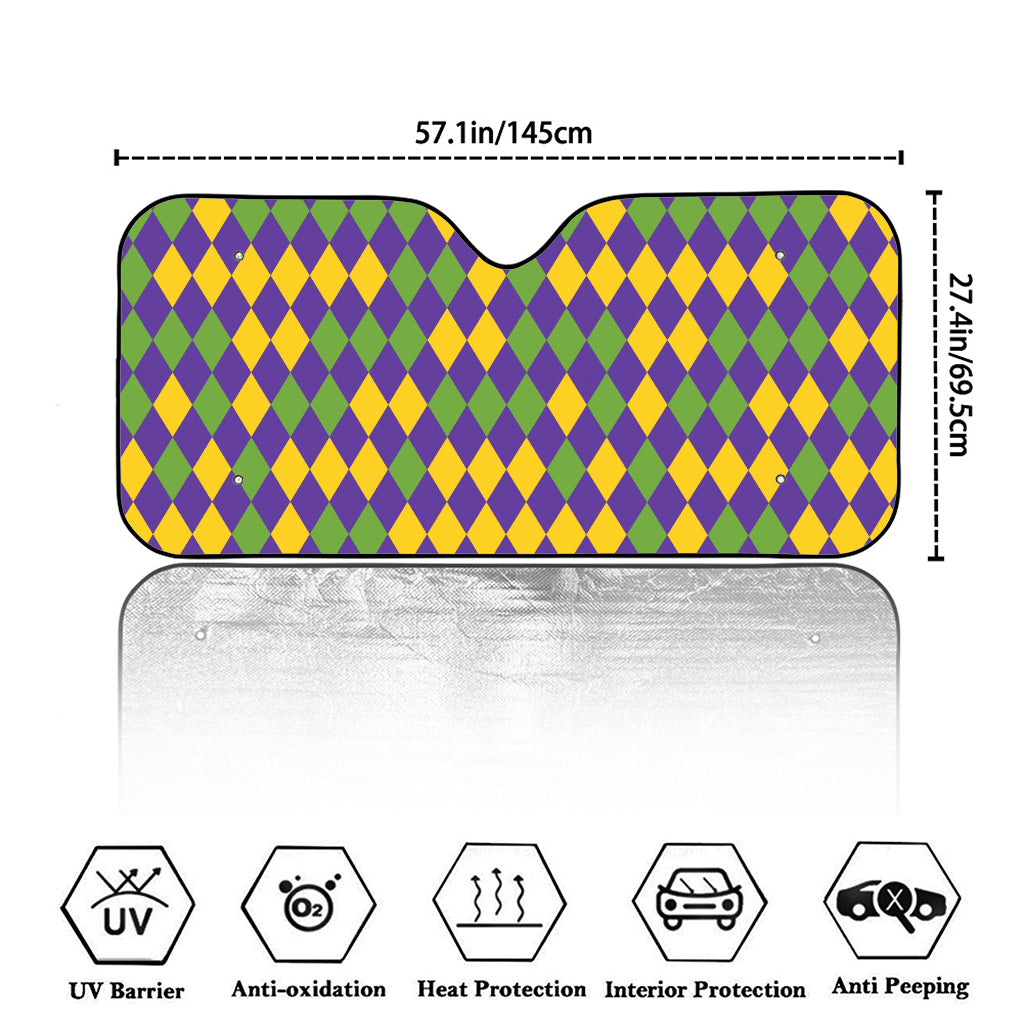Mardi Gras Harlequin Pattern Print Car Windshield Sun Shade