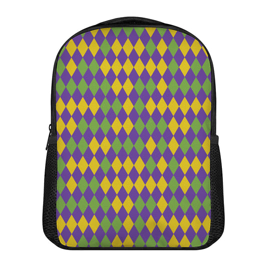 Mardi Gras Harlequin Pattern Print Casual Backpack