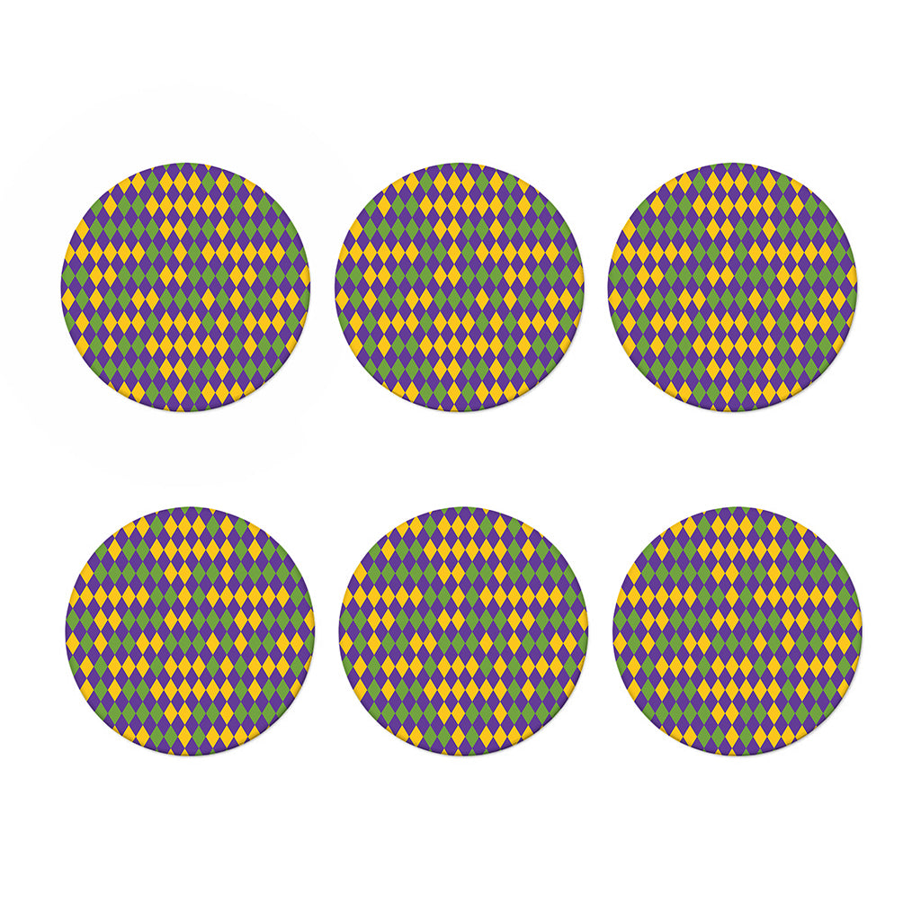 Mardi Gras Harlequin Pattern Print Coaster Set