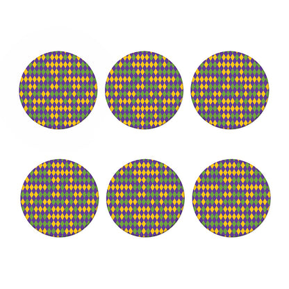 Mardi Gras Harlequin Pattern Print Coaster Set