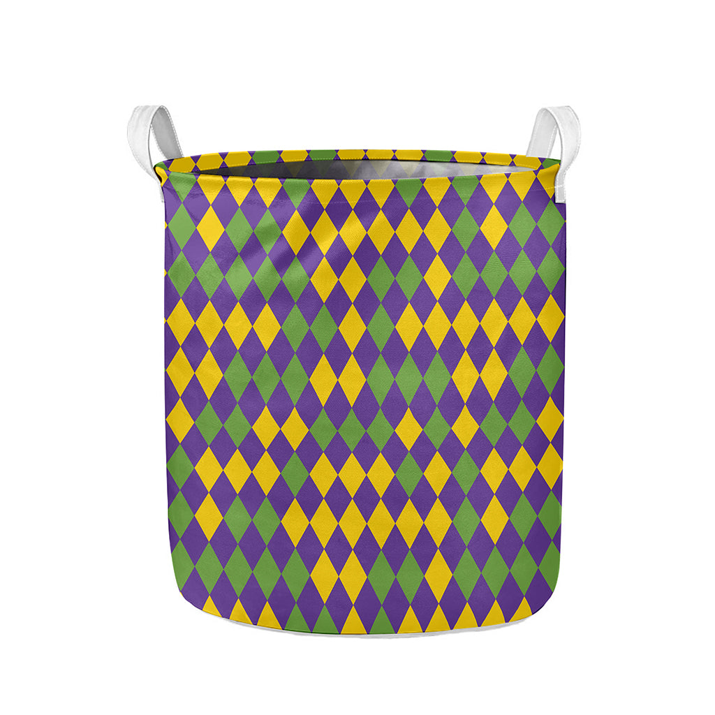 Mardi Gras Harlequin Pattern Print Collapsible Laundry Basket