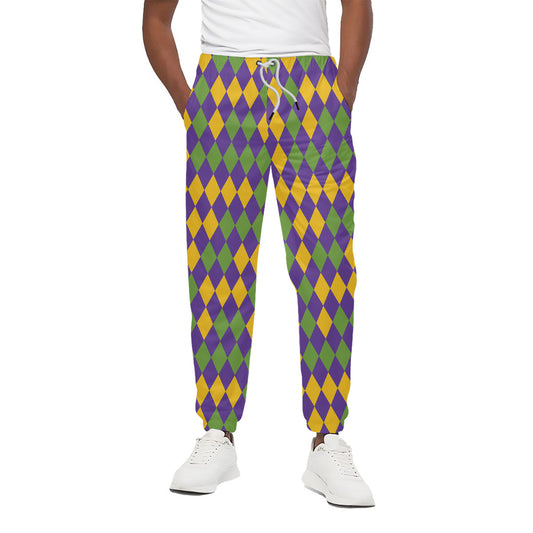Mardi Gras Harlequin Pattern Print Cotton Pants