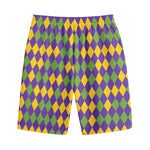 Mardi Gras Harlequin Pattern Print Cotton Shorts